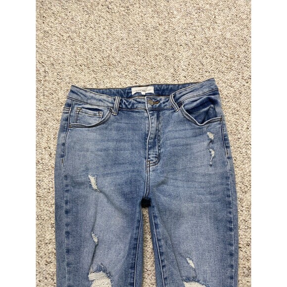 15/32 Risen High-Rise Distressed Crop Straight Leg Raw Fray Hem - Picture 2 of 8